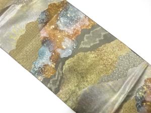 引き箔道長取りに古典柄模様織り出し袋帯